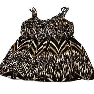 A New Approach Tank Top Womens XL Petite Brown All Over Print 100% Cotton Flowy